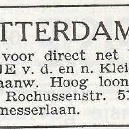 Op 30 januari 1942 plaatste Betje Beek-Bosman deze advertentie in Het Joodsche Weekblad. Er staat: Gevraagd voor direct net, liberaal, israelisch meisje voor dag en nacht. Klein gezin, hulp aanwezig. Hoog loon. Mevrouw Beek, Rochussenstraat 51c. Bij de Ma
